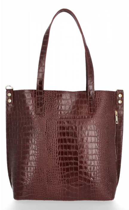 GEANȚĂ DIN PIELE shopper bag Vittoria Gotti vișiniu VG803