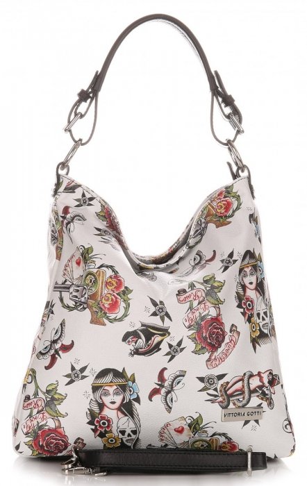 GEANȚĂ DIN PIELE shopper bag Vittoria Gotti alb V45