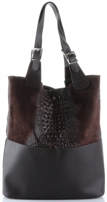 GEANȚĂ DIN PIELE shopper bag Genuine Leather ciocolatiu 216