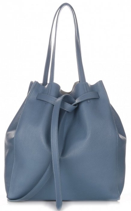 GEANȚĂ DIN PIELE shopper bag Genuine Leather albastru 1158