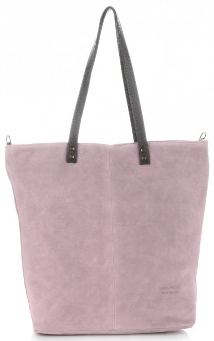 Kožené kabelka shopper bag Vera Pelle púdrová ružová 80041