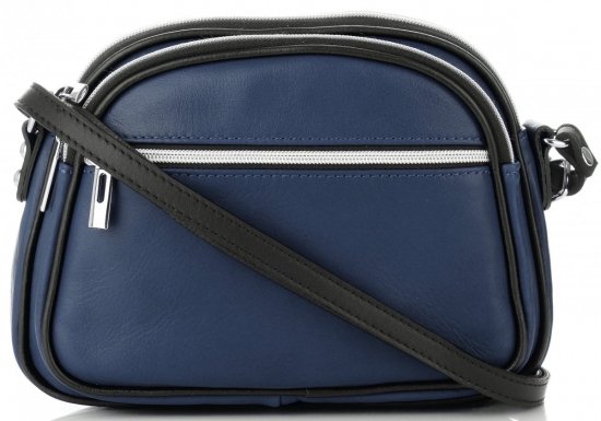 Kožené kabelka listonoška Genuine Leather tmavo modrá 5100