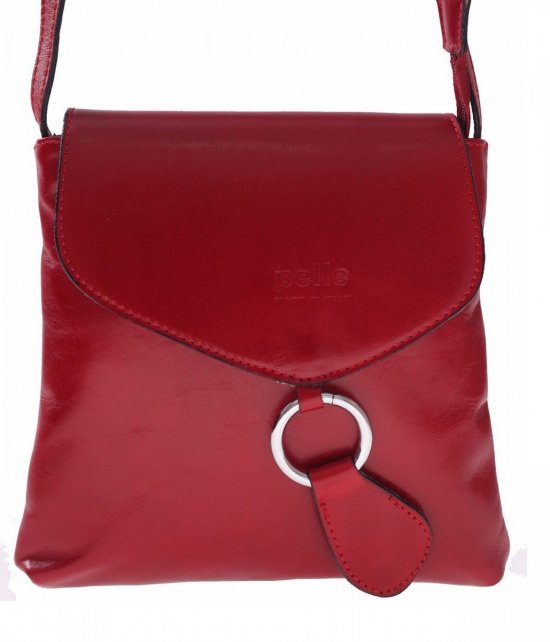 Kožené kabelka listonoška Genuine Leather 6021 červená