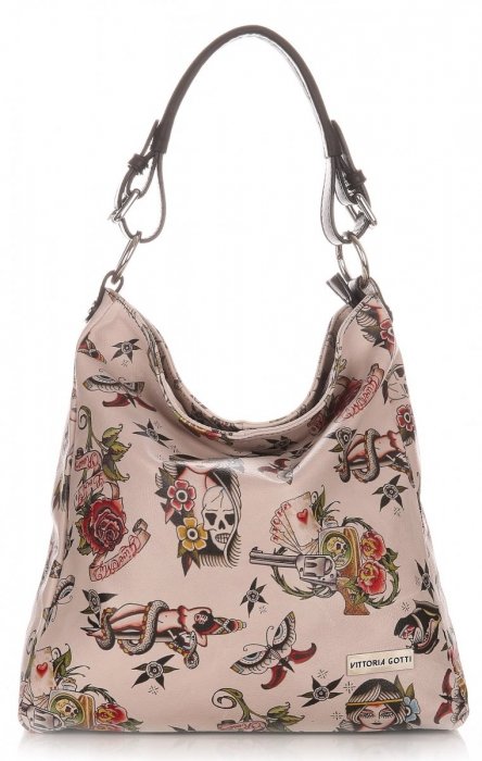 Kožené kabelka shopper bag Vittoria Gotti béžová V45