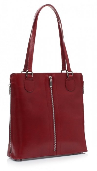 Kožené kabelka klasická Genuine Leather červená J6088