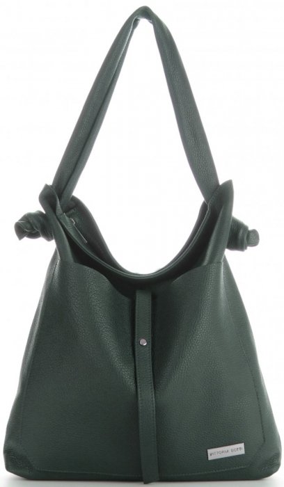 Kožené kabelka shopper bag Vittoria Gotti fľašková zelená V5701