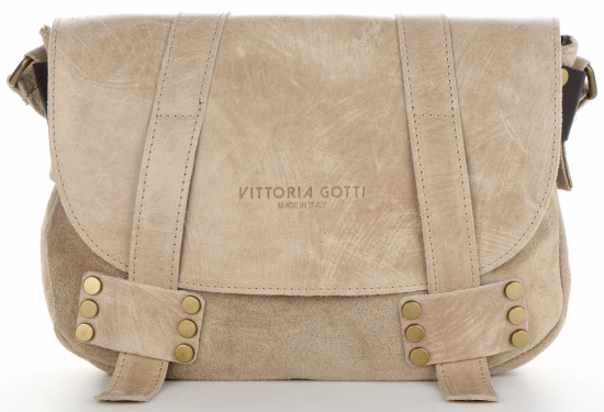 Kožené kabelka listonoška Vittoria Gotti béžová V688636