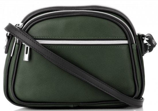 Kožené kabelka listonoška Genuine Leather fľašková zelená 5100