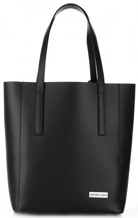 Kožené kabelka shopper bag Vittoria Gotti čierna V3121