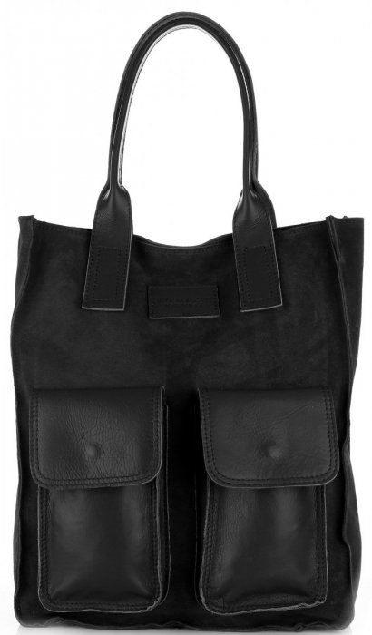 Kožené kabelka shopper bag Vittoria Gotti čierna V27A