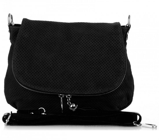 Kožené kabelka listonoška Genuine Leather čierna A20E