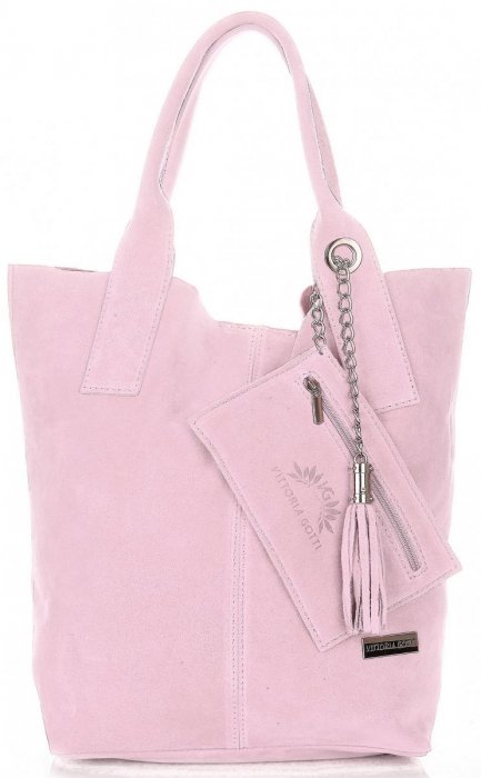 Kožené kabelka shopper bag Vittoria Gotti púdrová ružová V5190