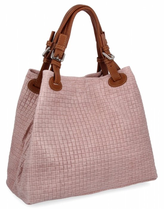 Kožené kabelka shopper bag Vittoria Gotti púdrová ružová 2269-Jpro