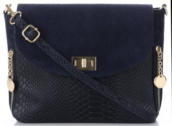 Kožené kabelka listonoška Vittoria Gotti tmavo modrá V71013