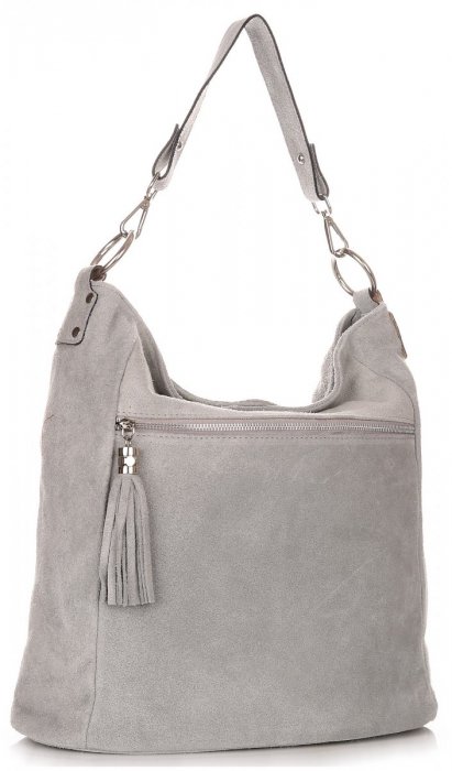 Kožené kabelka shopper bag Genuine Leather svetlo šedá 1330