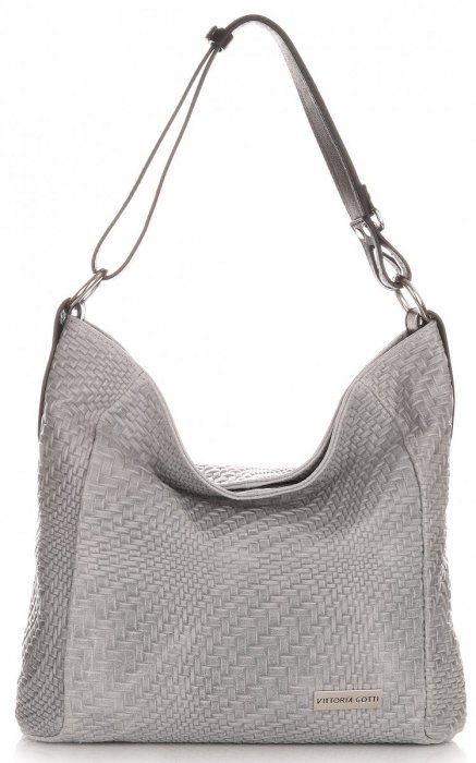Kožené kabelka shopper bag Vittoria Gotti svetlo šedá V2054