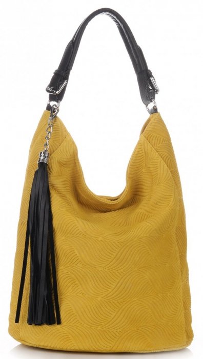 Kožené kabelka shopper bag Genuine Leather žltá G100
