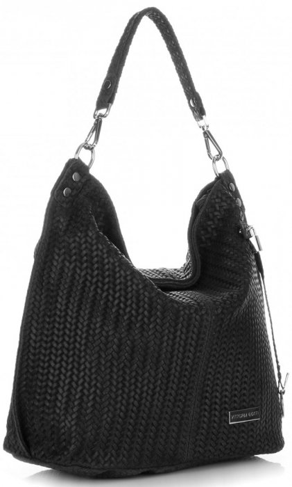 Kožené kabelka shopper bag Vittoria Gotti čierna V80051