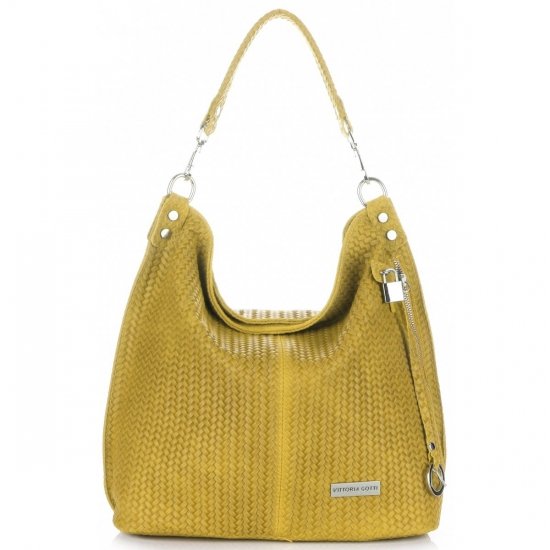 Kožené kabelka shopper bag Vittoria Gotti žltá V80051