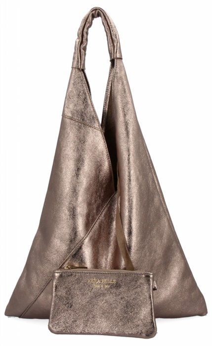 Talianska kožená taška Shopper Bag s malou kozmetickou taštičkou 5820S staré zlato