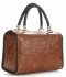 Kožené kabelka kufrík Genuine Leather hnedá 214E