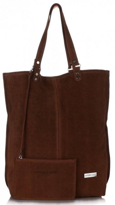 Velke Kozene Damske Kabelky Vittoria Gotti Shopperbag Xxl Hneda Panikabelkova Cz