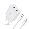 TECH-PROTECT C20W 2-PORT NETWORK CHARGER PD20W + TYPE-C CABLE WHITE