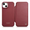 iCarer CE Premium Leather Folio Case skórzane etui iPhone 14 Plus z klapką magnetyczne MagSafe czerwony (WMI14220715-RD)