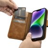 iCarer Oil Wax Wallet Case 2in1 etui iPhone 14 Plus skórzany pokrowiec z klapką Anti-RFID brązowy (WMI14220723-TN)