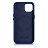 iCarer Case Leather pokrowiec etui z naturalnej skóry do iPhone 14 Plus niebieski (kompatybilne z MagSafe)