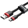 Baseus Cafule Cable wytrzymały nylonowy kabel przewód USB / micro USB QC3.0 2.4A 1M czarno-czerwony (CAMKLF-B91)