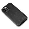 iCarer Leather Oil Wax etui pokryte naturalną skórą do iPhone 12 Pro Max czarny (ALI1206-BK)