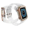 Pasek z etui ochronnym Protect Strap Band do Apple Watch 38 / 40 / 41 mm opaska obudowa pancerna - przeroczysty, różowe złoto