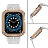 Pasek z etui ochronnym Protect Strap Band do Apple Watch 38 / 40 / 41 mm opaska obudowa pancerna - przeroczysty, różowe złoto