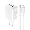 Acefast 2w1 ładowarka sieciowa 2x USB-C / USB-A 65W, PD, QC 3.0, AFC, FCP (zestaw z kablem USB-C 1.2m) biały (A13 white)