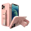 Rope Case silikonowe etui ze smyczą torebka smycz pasek do Xiaomi Redmi 10 różowy
