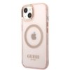 Guess GUHMP13MHTCMP iPhone 13 / 14 / 15 6.1 różowy/pink hard case Gold Outline Translucent MagSafe