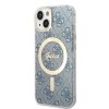 Zestaw Guess GUBPP14SH4EACSB Case+ Charger iPhone 14 / 15 / 13 6,1 niebieski/blue hard case 4G Print MagSafe