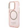 Guess GUHMP14LHTCMP iPhone 14 Pro 6,1 różowy/pink hard case Gold Outline Translucent MagSafe