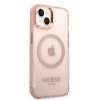 Guess GUHMP14SHTCMP iPhone 14 / 15 / 13 6,1 różowy/pink hard case Gold Outline Translucent MagSafe