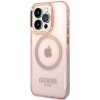 Guess GUHMP14XHTCMP iPhone 14 Pro Max 6,7 różowy/pink hard case Gold Outline Translucent MagSafe