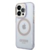 Guess GUHMP14LHTCMU iPhone 14 Pro 6.1 purpurowy/purple hard case Gold Outline Translucent MagSafe
