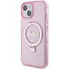 Guess GUHMP15SHRSGSP iPhone 15 / 14 / 13 6.1 różowy/pink hardcase Ring Stand Script Glitter MagSafe