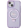 Guess GUHMP15SHRSGSU iPhone 15 / 14 / 13 6.1 fioletowy/purple hardcase Ring Stand Script Glitter MagSafe