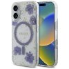 Etui Guess Resin Flowers Glitter MagSafe do iPhone 16 fioletowy