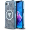 Etui Guess IML Metal Glitter 4G Circle Triangle MagSafe do iPhone 16e niebieski