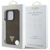 Etui Guess Grained Hot Stamp Peony       Triangle Logo MagSafe do iPhone 16 Pro Max brązowy