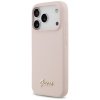 Etui Guess Silicone Script Metal Logo    MagSafe do iPhone 17 Pro różowy