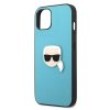 Karl Lagerfeld KLHCP13MPKMB iPhone 13 / 14 / 15 6,1 niebieski/blue hardcase Leather Ikonik Karl`s Head Metal