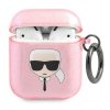 Karl Lagerfeld KLA2UKHGP AirPods 1/2 cover różowy/pink Glitter Karl`s Head